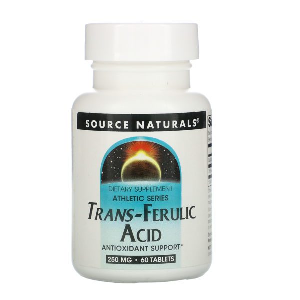 Source Naturals, Suplemento alimentario para atletas, Ácido trans-ferúlico, 250 mg, 60 comprimidos