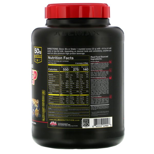 ALLMAX Nutrition, Real Food Sourced Meal Prep, All-in-One Meal, BlueBerry Cobbler, 5.6 lb (2.54 kg) - Imagen 2