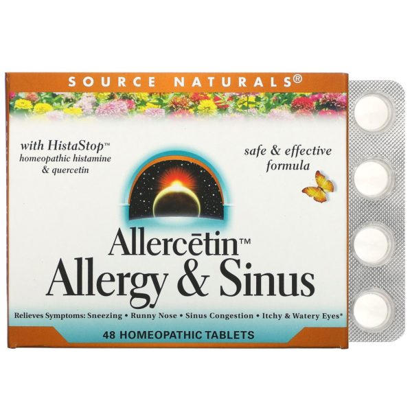 Source Naturals, Allercetin, Alergia y senos nasales, 48 comprimidos homeopáticos