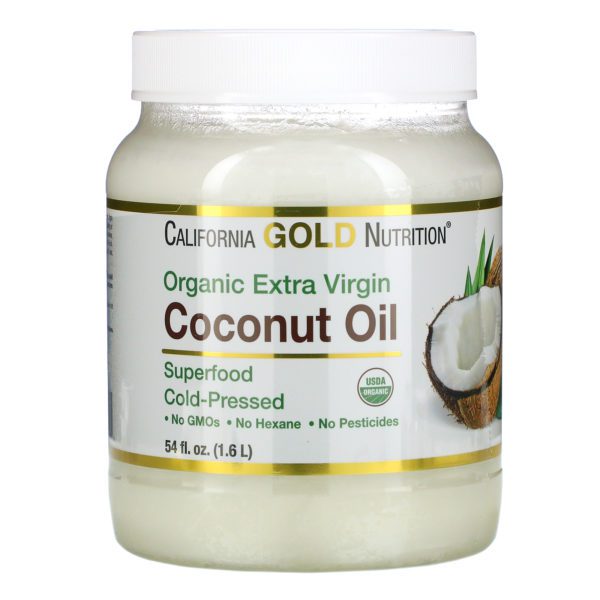 California Gold Nutrition, Aceite de coco extra virgen orgánico y prensado en frío, 1,6 l (54 oz. líq.)