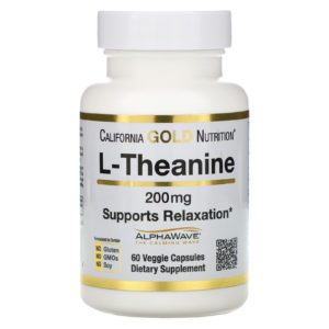 California Gold Nutrition, AlphaWave, L-teanina, Favorece la relajación, Calma y enfoque, 200 mg, 60 cápsulas vegetales