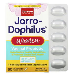 Jarrow Formulas, Jarro-Dophilus, probiótico vaginal, mujeres, 5 mil millones, 60 cápsulas vegetales recubiertas entéricas