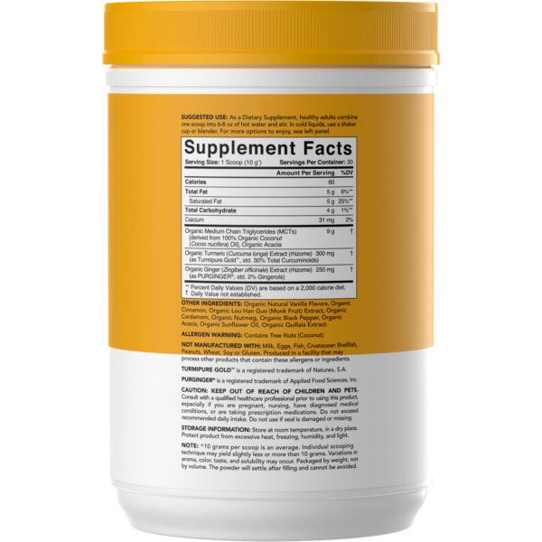 Sports Research, Golden Milk with Turmeric & Ginger, 10.6 oz (300 g) - Imagen 2
