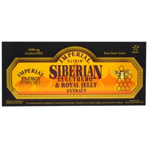 Imperial Elixir, Extracto de ginseng siberiano y jalea real, sin alcohol, 4000 mg, 10 frascos, 0.34 fl. Oz (10 ml) c/u