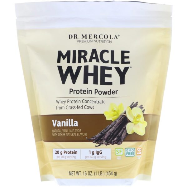 Dr. Mercola, Suplementos Premium, Miracle Whey, Proteína en Polvo, Vainilla, 1 lb (454 g)