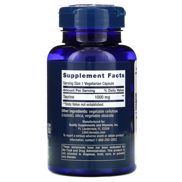 Life Extension, Taurine, 1,000 mg, 90 Vegetarian Capsules - Imagen 2
