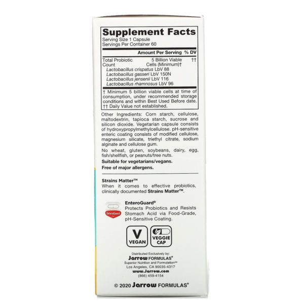 Jarrow Formulas, Jarro-Dophilus, probiótico vaginal, mujeres, 5 mil millones, 60 cápsulas vegetales recubiertas entéricas - Imagen 2