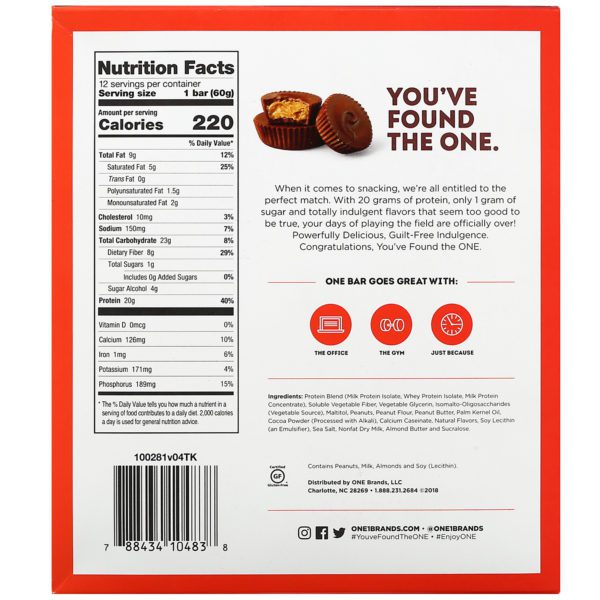 One Brands, ONE Bar, Peanut Butter Cup, 12 Bars, 2.12 oz (60 g) Each - Imagen 3