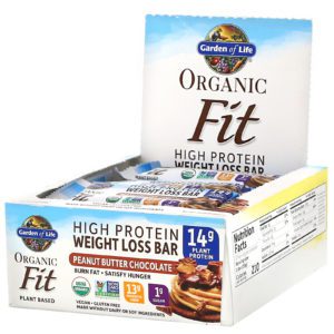 Garden of Life, Orgánico y saludable, Barrita alta en proteínas para la pérdida de peso, Mantequilla de maní y chocolate, 12 barritas, 55 g (1,94 oz) cada una