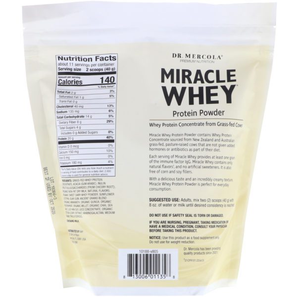 Dr. Mercola, Suplementos Premium, Miracle Whey, Proteína en Polvo, Vainilla, 1 lb (454 g) - Imagen 2