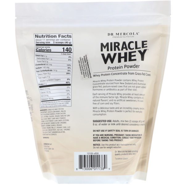 Dr. Mercola, Miracle Whey, Proteína en Polvo, Chocolate, 1 lb (454 g) - Imagen 2