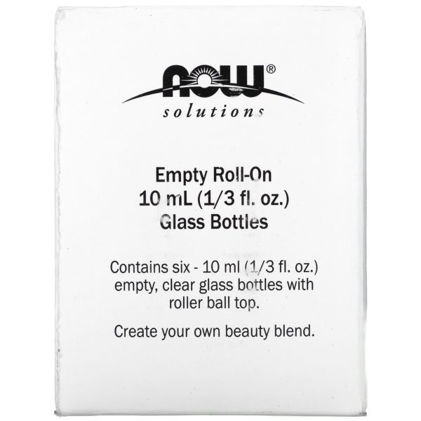 Now Foods, Envases vacíos de vidrio roll-on, 6 envases, 10 ml (1/3 oz. líq.) cada uno - Imagen 2