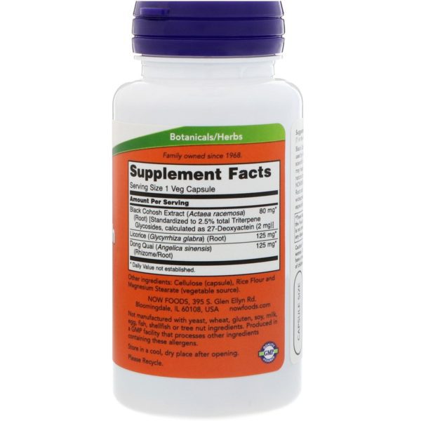 Now Foods, Raíz de Cohosh Negro con Regaliz y Dong Quai, 90 Cápsulas - Imagen 2