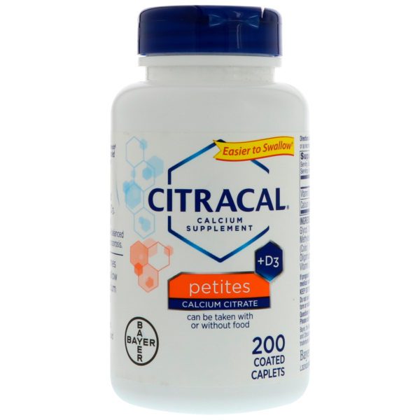 Citracal, Bayer, fórmula citrato de calcio + D3, pequeños, 200 comprimidos recubiertos