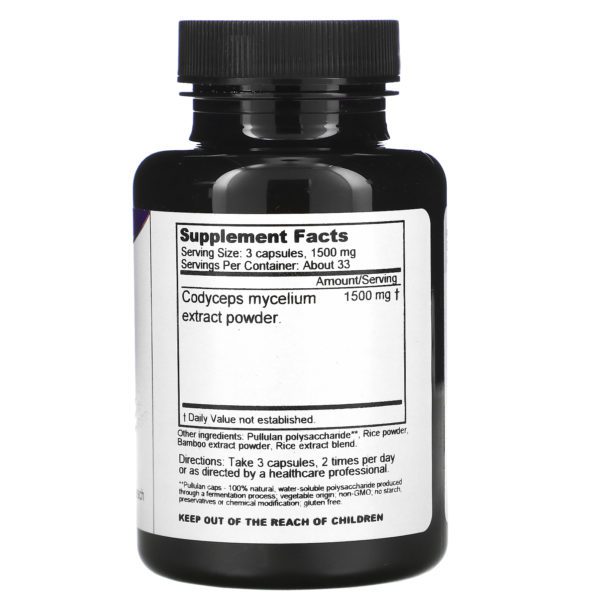 Dragon Herbs, Cordyceps, 500 mg, 100 cápsulas vegetales - Imagen 2