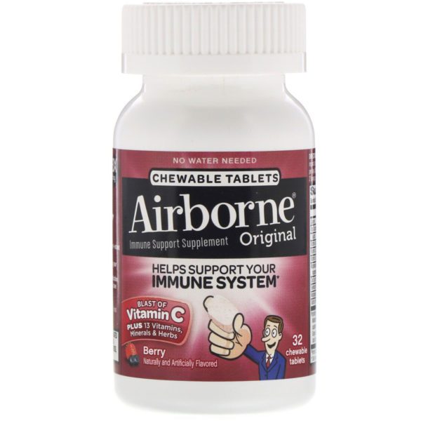 AirBorne, Suplemento de apoyo inmunitario, Original, Bayas, 32 comprimidos masticables - Imagen 3