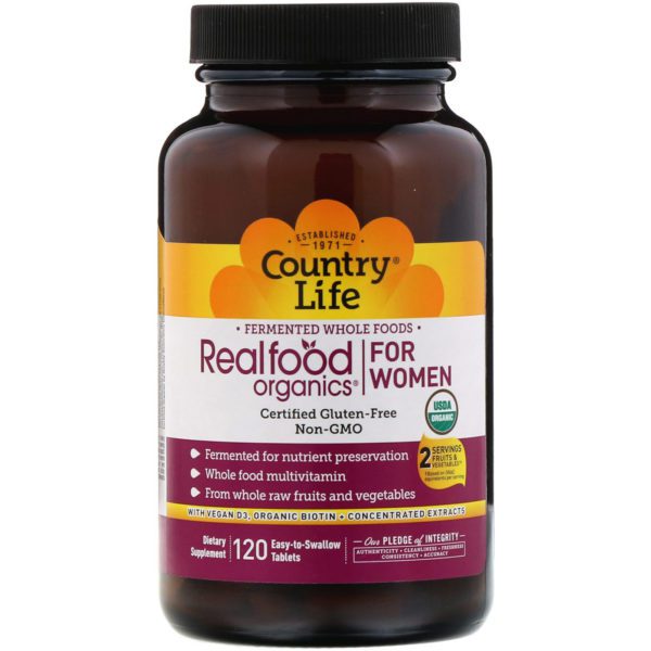 Country Life, Realfood Organics, For Women, 120 Easy to Swallow Tablets - Imagen 3