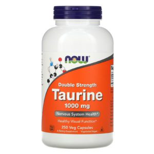 Now Foods, Taurina de doble concentración, Suplemento alimentario, 1000 mg, 250 cápsulas vegetales