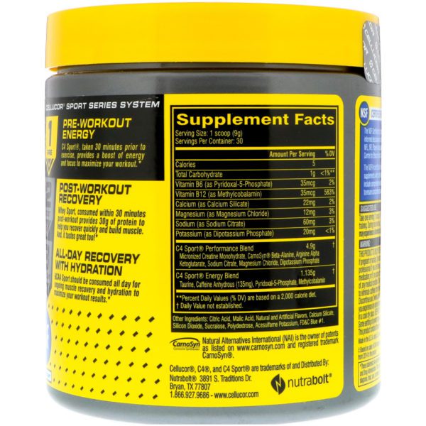 Cellucor, C4 Sport, preentrenamiento, frambuesa azul, 9.5 oz (270 g) - Imagen 2