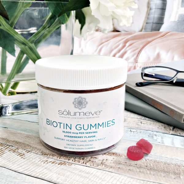 Solumeve, Gomitas de biotina, Sin gelatina, Sabor a fresa, 10.000 mcg, 100 gomitas vegetales - Imagen 4