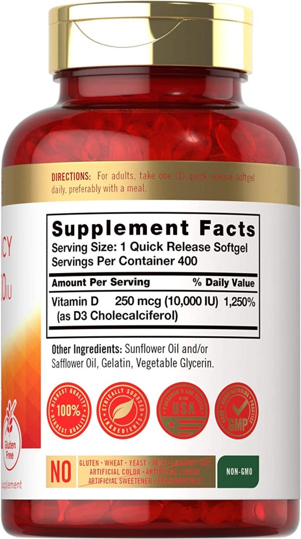 Carlyle, Vitamina D3, 10,000 IU, 400 cápsulas - Imagen 2