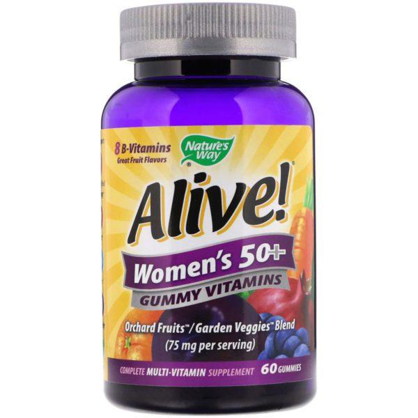 Nature's Way, Alive! Vitaminas en gomita para mujeres mayores de 50 años, deliciosos sabores frutales, 60 gomitas