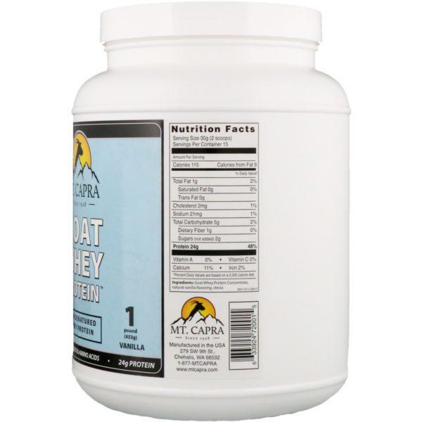Mt. Capra, Proteína de suero de leche de cabra, vainilla, 1 libra (453 g) - Imagen 2