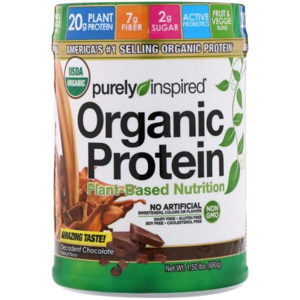 Purely Inspired, Proteína orgánica, nutrición de origen vegetal, chocolate delicioso, 1.5 lbs (680 g)