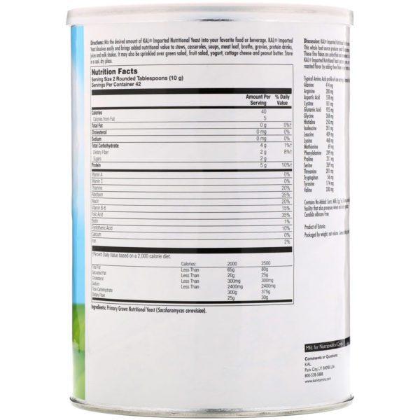 KAL, Levadura nutricional importada, Hojuelas finas, 420 g (14,8 oz) - Imagen 2
