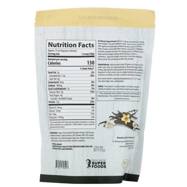 Dr. Murray's, Super Foods, 3 Seed Protein Powder, Vanilla, 16 oz (453.5 g) - Imagen 2