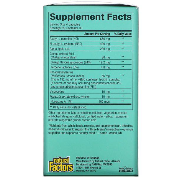 Natural Factors, 3 Brains, Ultimate Neuro Complex, 120 Vegetarian Capsules - Imagen 2