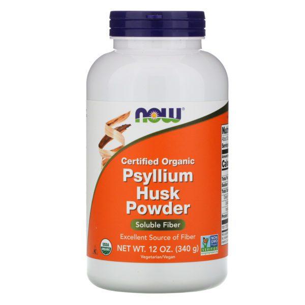 Now Foods, Cáscaras de Psilio en Polvo 100% Orgánico Certificado, 12 oz (340 g)