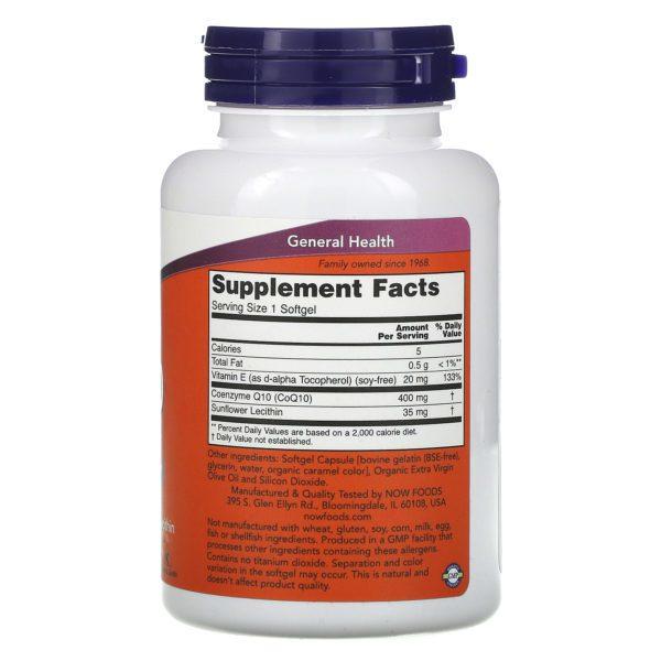 Now Foods, CoQ10, 400 mg, 60 geles blandos - Imagen 2