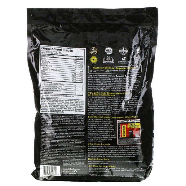 Muscletech, Performance Series, Nitro Tech, Whey Peptides & Isolate Lean Musclebuilder, Vanilla, 10 lbs (4.54 kg) - Imagen 2
