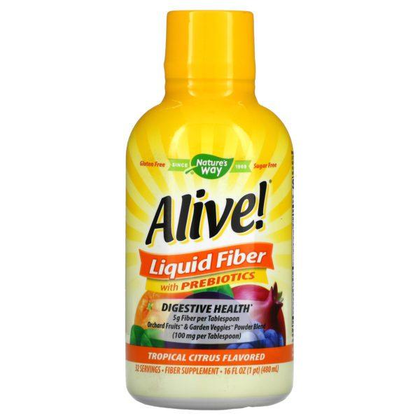 Nature's Way, Alive!, Liquid Fiber with Prebiotics, Tropical Citrus Flavored, 16 fl oz (480 ml)