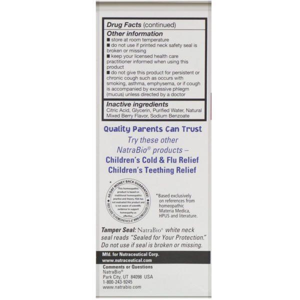 NatraBio, Children's Cough & Mucus, NightTime, Alcohol Free, Yummy Berry Natural Flavor, 4 Months and Up, 4 fl oz (120 ml) - Imagen 3