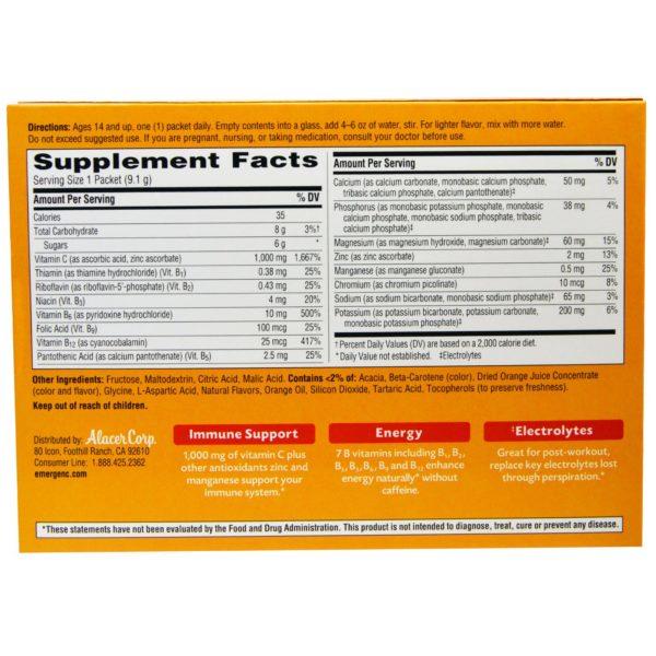 Emergen-C, 1000 mg de vitamina C, Supernaranja, 30 sobres, 9,1 g (0,32 oz) - Imagen 2