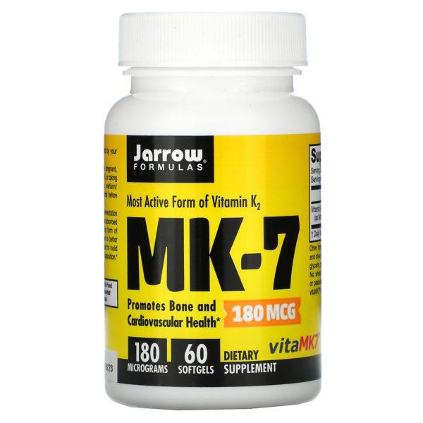 Jarrow Formulas, MK-7, La forma más activa de la vitamina K2, 180 mcg, 60 cápsulas blandas