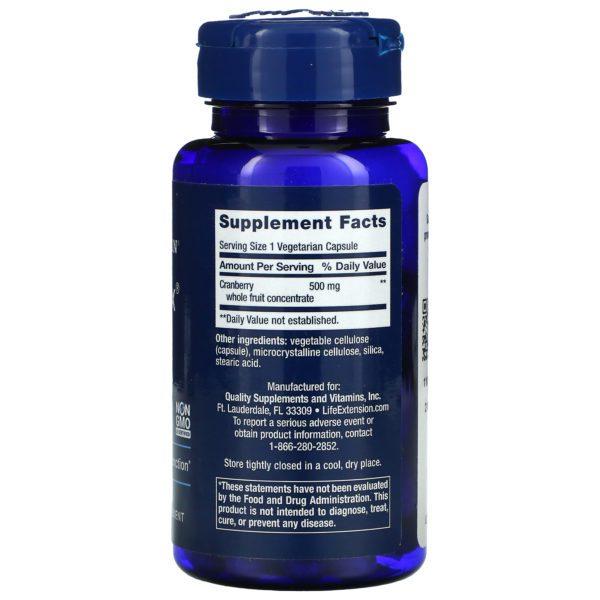 Life Extension, Cran-Max, Cranberry Whole Fruit Concentrate, 500 mg, 60 Vegetarian Capsules - Imagen 2
