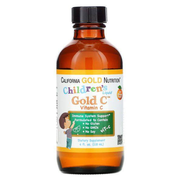 California Gold Nutrition, Gold C, Vitamina C líquida para niños, Verificada por la farmacopea de EE. UU. (USP), Sabor a naranja ácida, 118 ml (4 oz. líq.) - Imagen 3