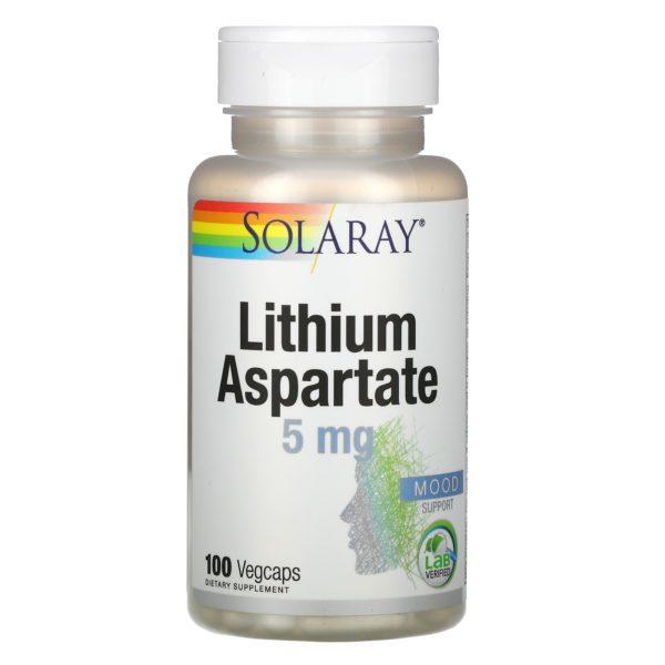 Solaray, Lithium Aspartate, 5 mg, 100 Vegcaps