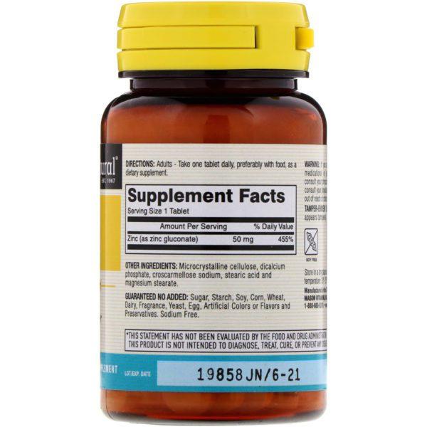 Mason Natural, Zinc, 50 mg, 100 Tablets - Imagen 2