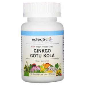 Eclectic Institute, Ginkgo y gotu kola, Producto crudo, fresco y liofilizado, 275 mg, 90 cápsulas vegetales sin OGM