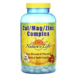 Nature's Life, Suplemento de Minerales Calcio / Magnesio / Zinc, 250 Tabletas