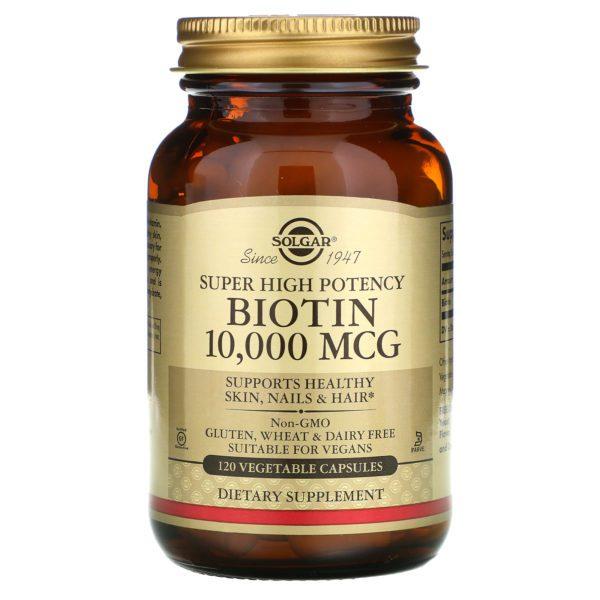 Solgar, Biotina de potencia superalta, 10.000 mcg, 120 cápsulas vegetales