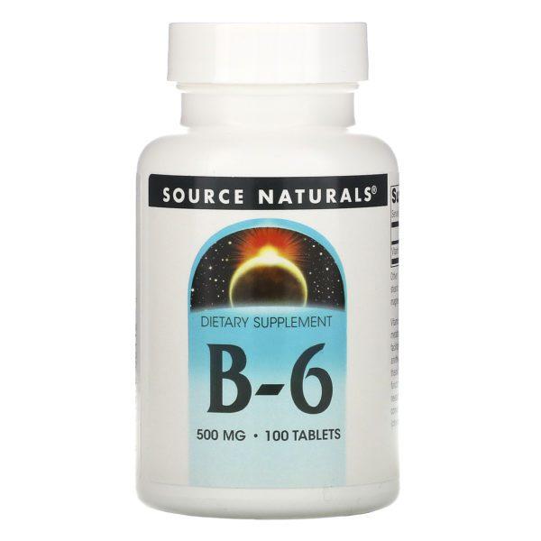 Source Naturals, Vitamina B6, 500 mg, 100 comprimidos