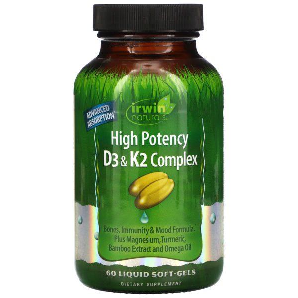Irwin Naturals, High Potency D3 & K2 Complex, 60 Liquid Soft-Gels - Imagen 3