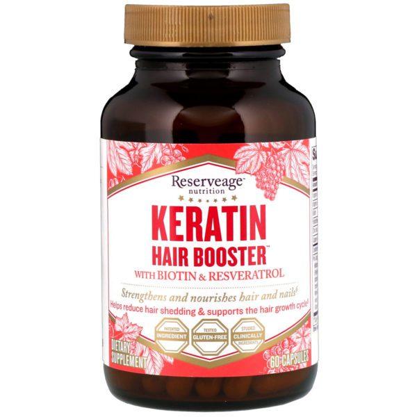 ReserveAge Nutrition, Keratin Hair Booster with Biotin & Resveratrol, 60 Capsules - Imagen 3