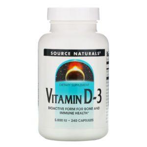 Source Naturals, Vitamina D3, 5000 UI, 240 cápsulas