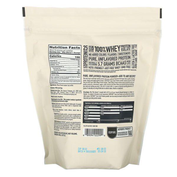 Isopure, Isopure Protein Powder, Zero Carb Protein, Unflavored, 1 lb (454 g) - Imagen 2